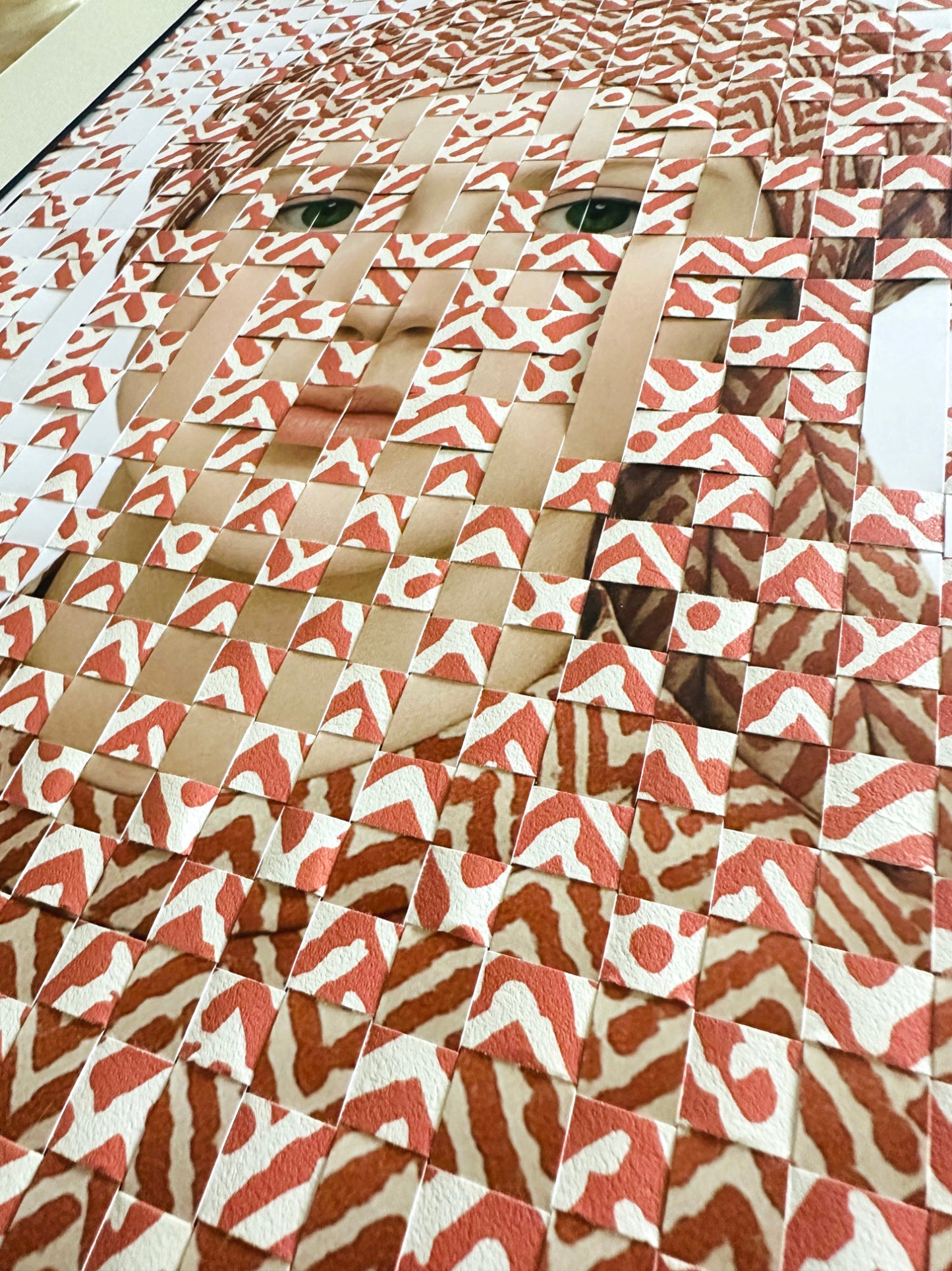 Woven Muse III – Red Patterned Portrait