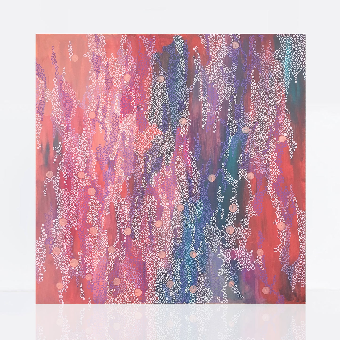 pink and purple dot painting