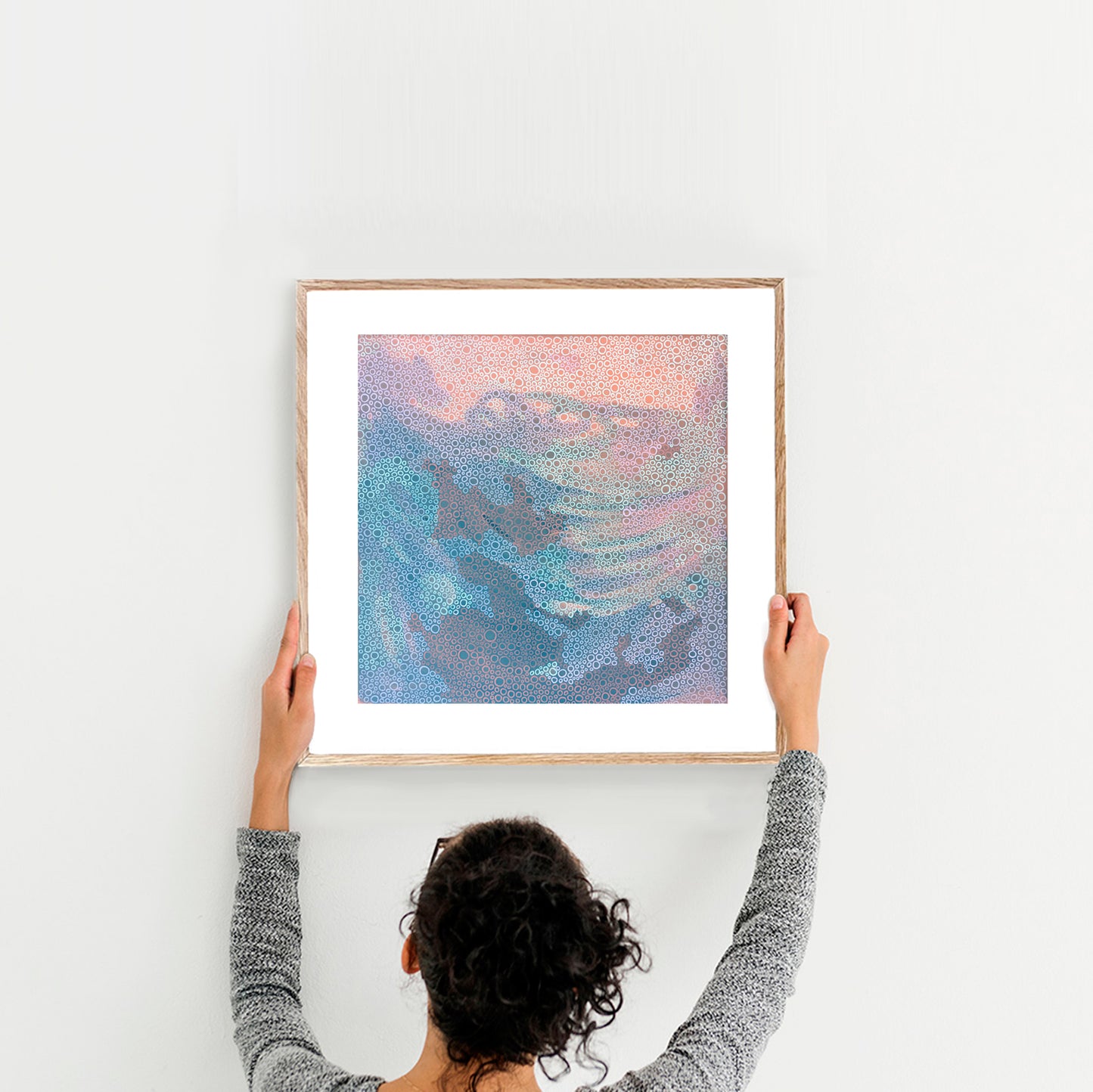 Coral Seas Limited Edition Print – Abstract Coastal Art in Pink, Coral & Grey