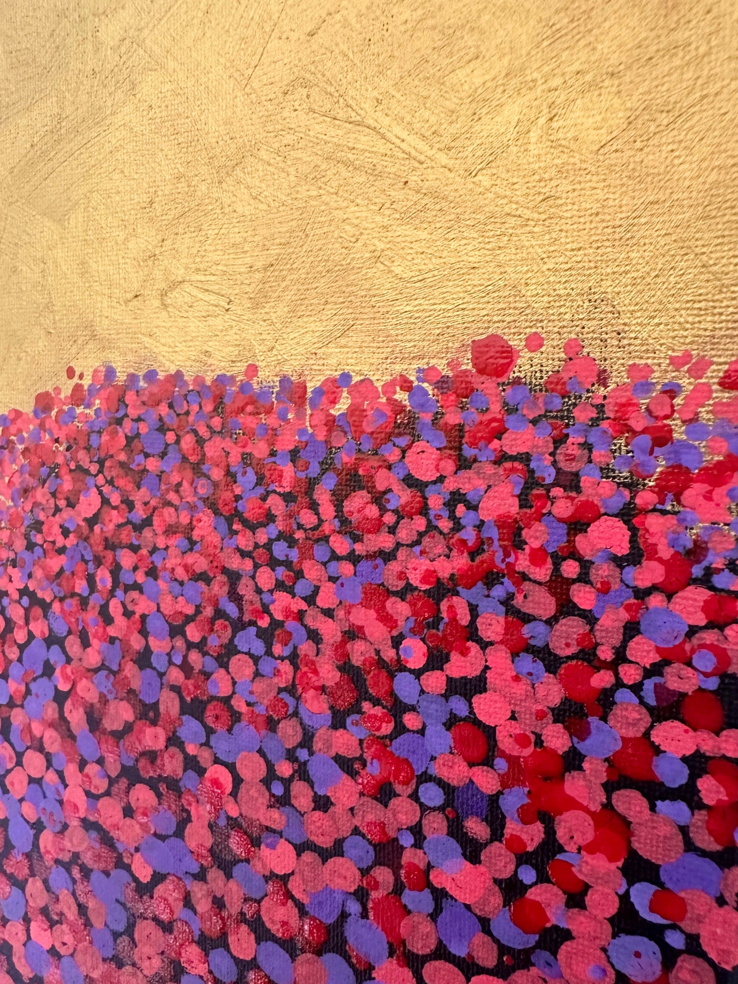 Flower Field VI - Abstract Floral Landscape Painting in Rich Reds, Purples & Gold