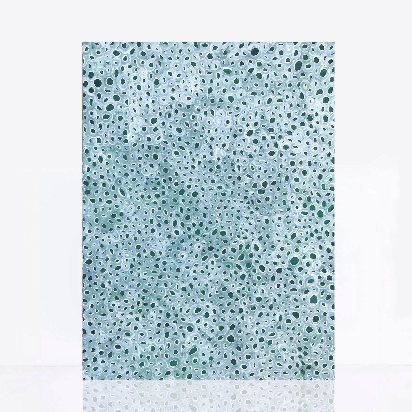 Australian abstract painting green with white infinity symbols
