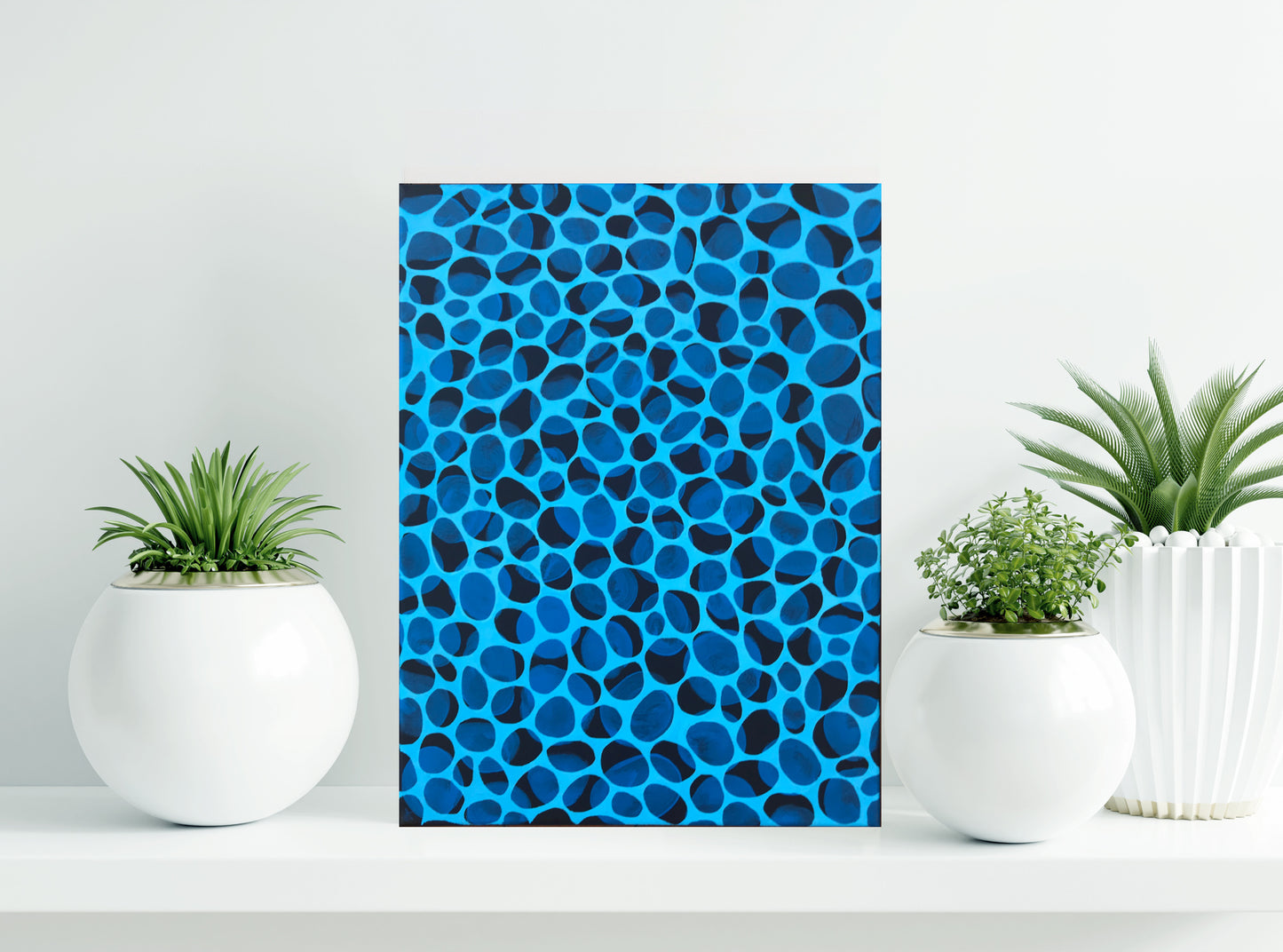 Little Rock Pool – Bold Blue Abstract Painting Inspired by Water and Stone
