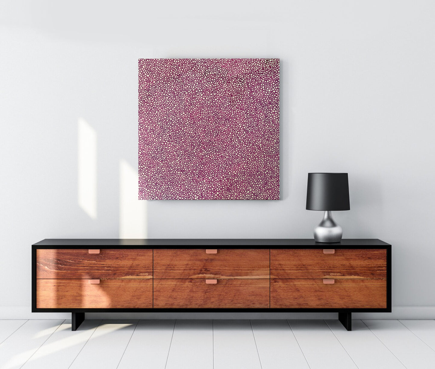 Merlot - Large Abstract Painting in Cream and Berry Red