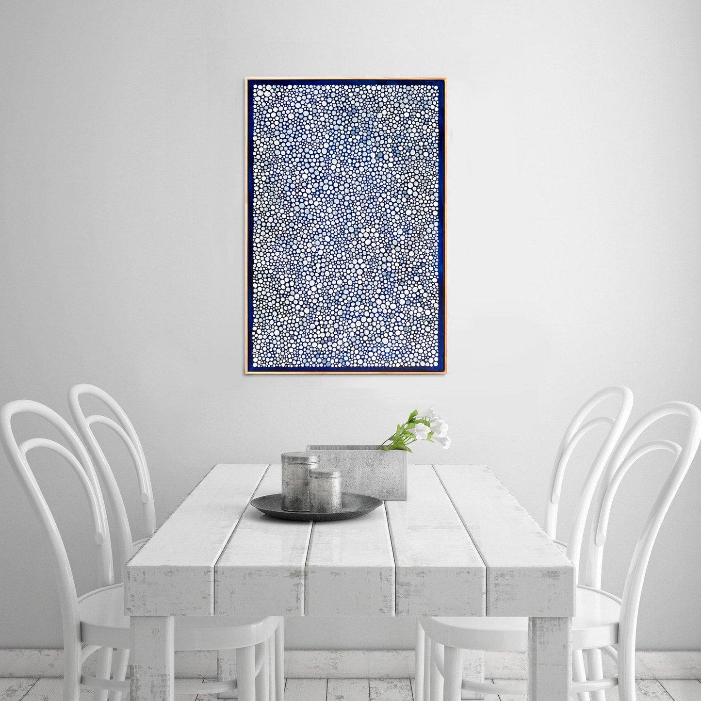 Midnight Seas III – Original Abstract Painting | Ocean-Inspired Artwork with White Dots on Deep Blue