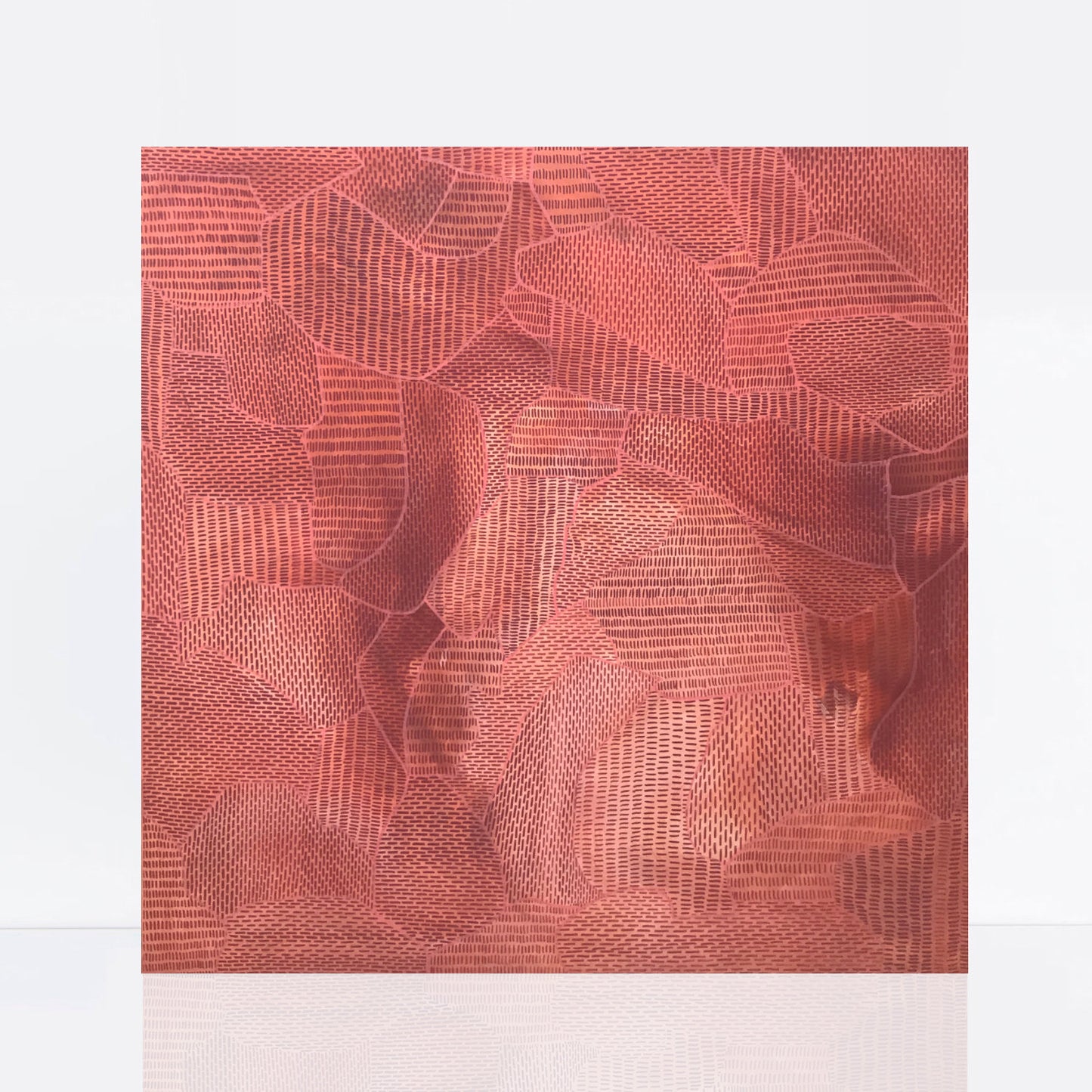abstract landscape painting of the Australian outback seen from above with repetition of lines