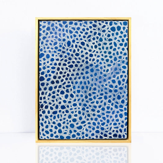 Abstract blue infinity symbol pattern painting in wooden frame - 'Pattern Play Infinity