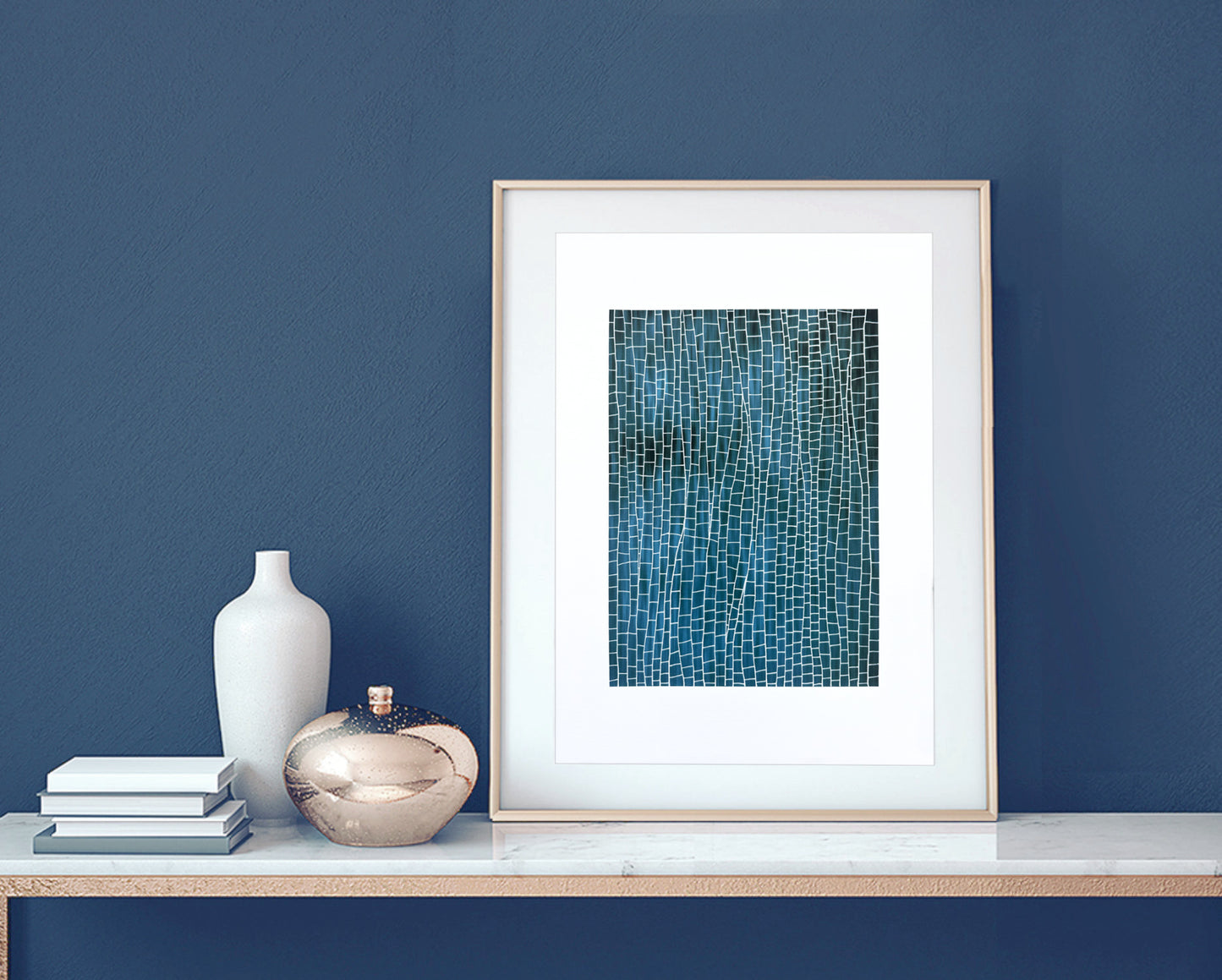 Pattern Play Study IV – Ink Drawing on Paper in Blue and White