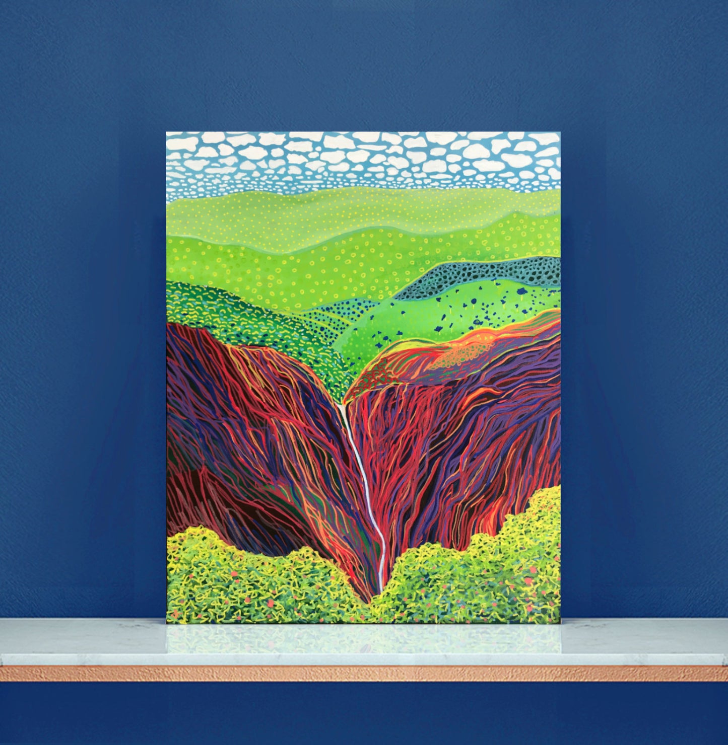 Rainbow Falls – Colourful Abstract Australian Landscape Painting