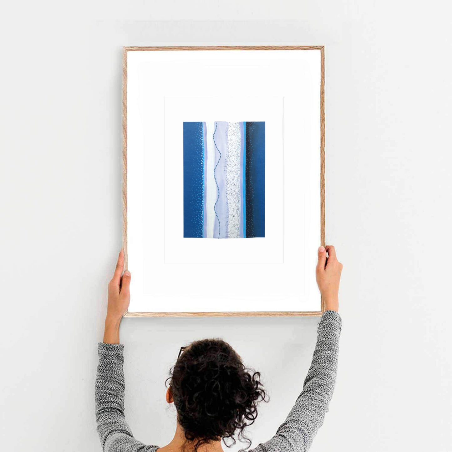 River study I - Abstract Nature Art with Embroidery Aerial River View