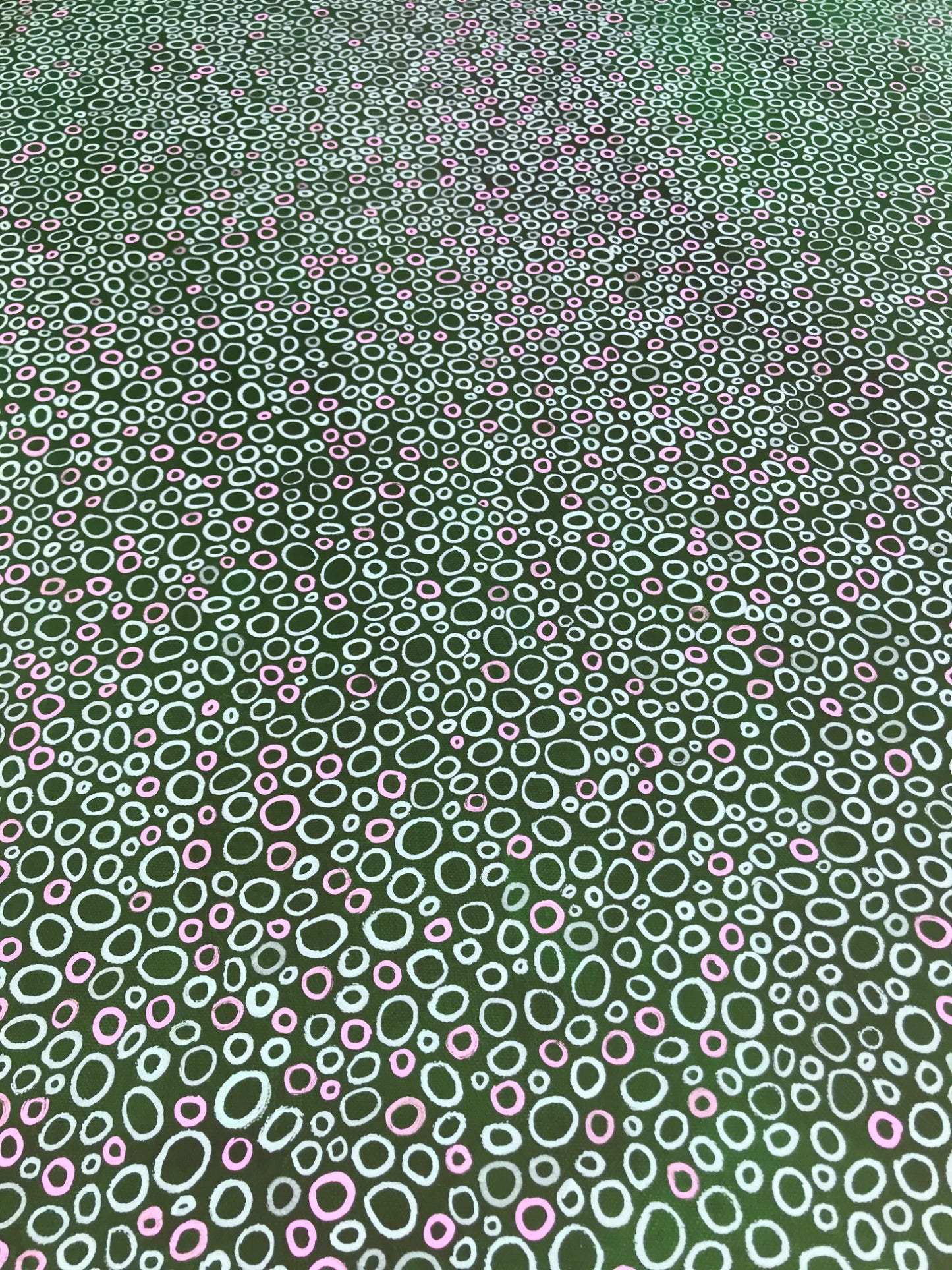 Spring Cascade – Green and Pink Abstract Circle Painting