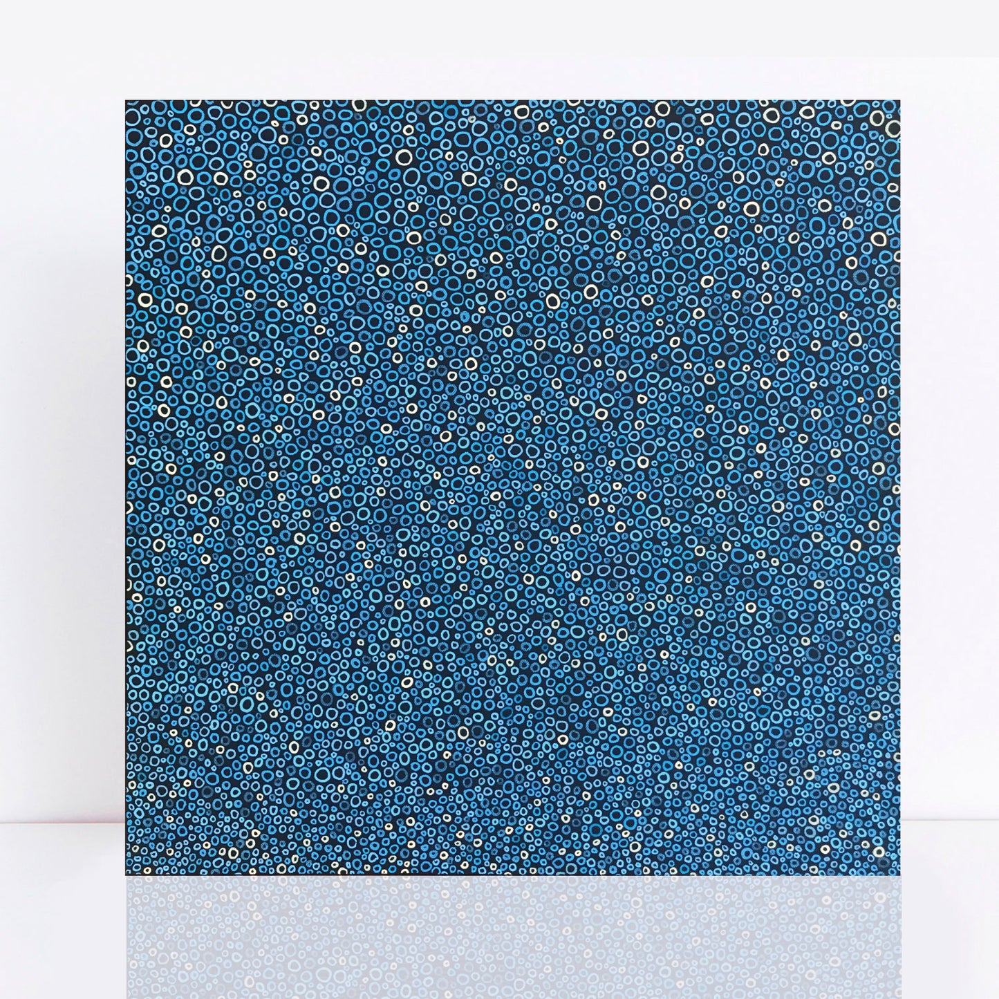 blue abstract painting of circles