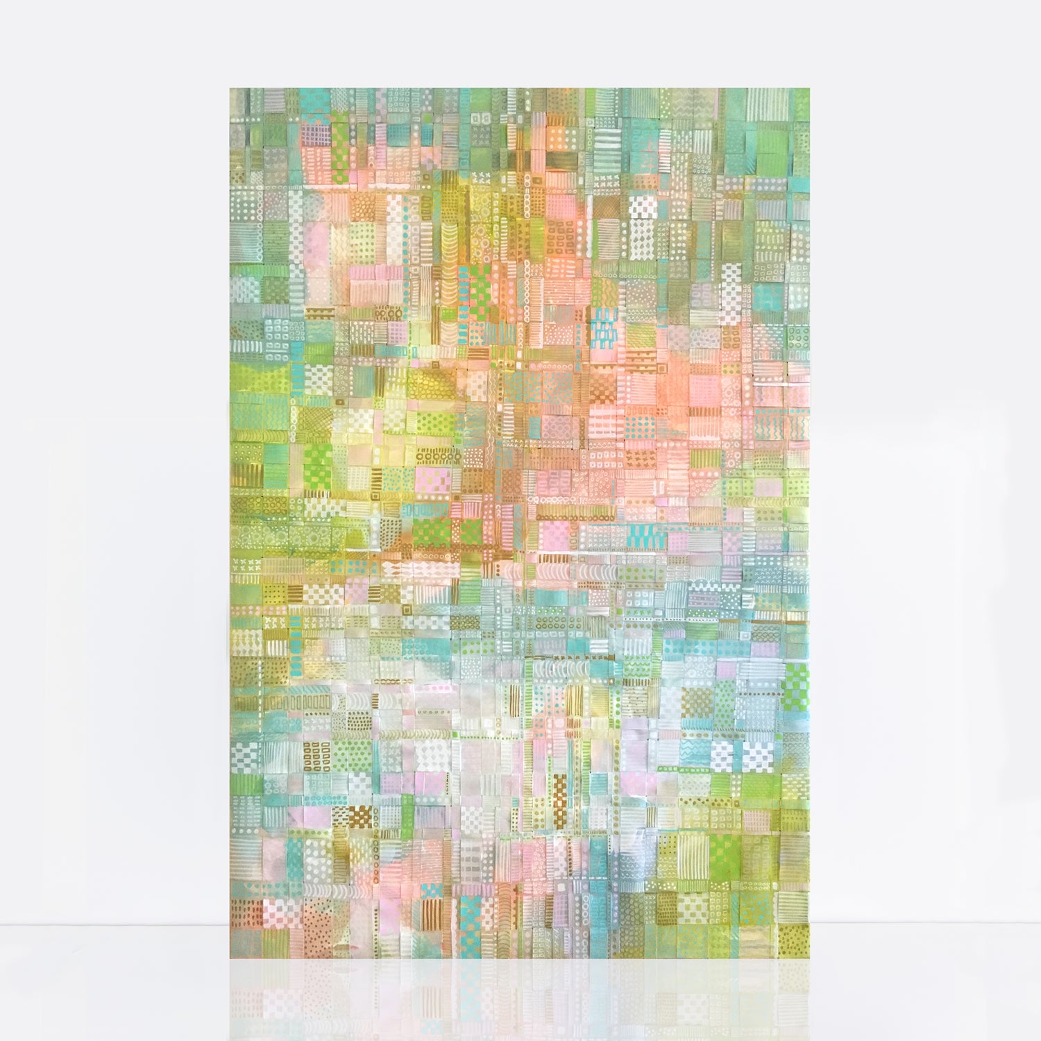 pastel abstract landscape with woven paper