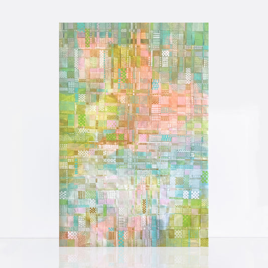 pastel abstract landscape with woven paper