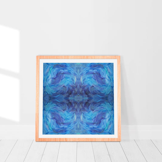 bold blue mandala print in frame