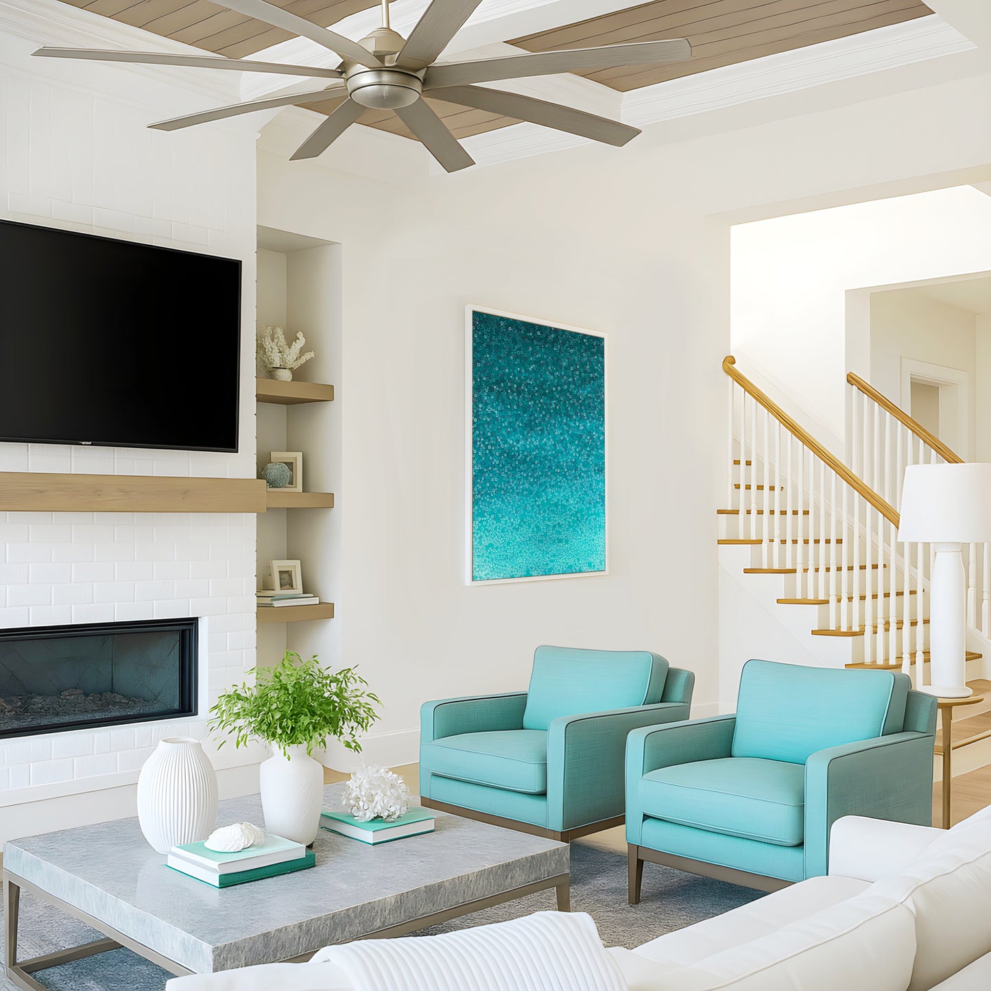 Turtle Cove II – Turquoise Abstract Ocean Inspired Painting