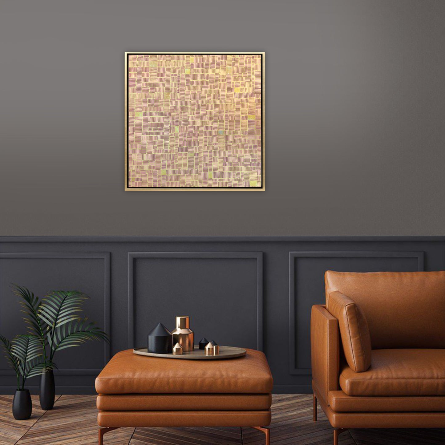 Unyielding no3 – Abstract Gold Patchwork Painting Inspired by Topography and Sashiko