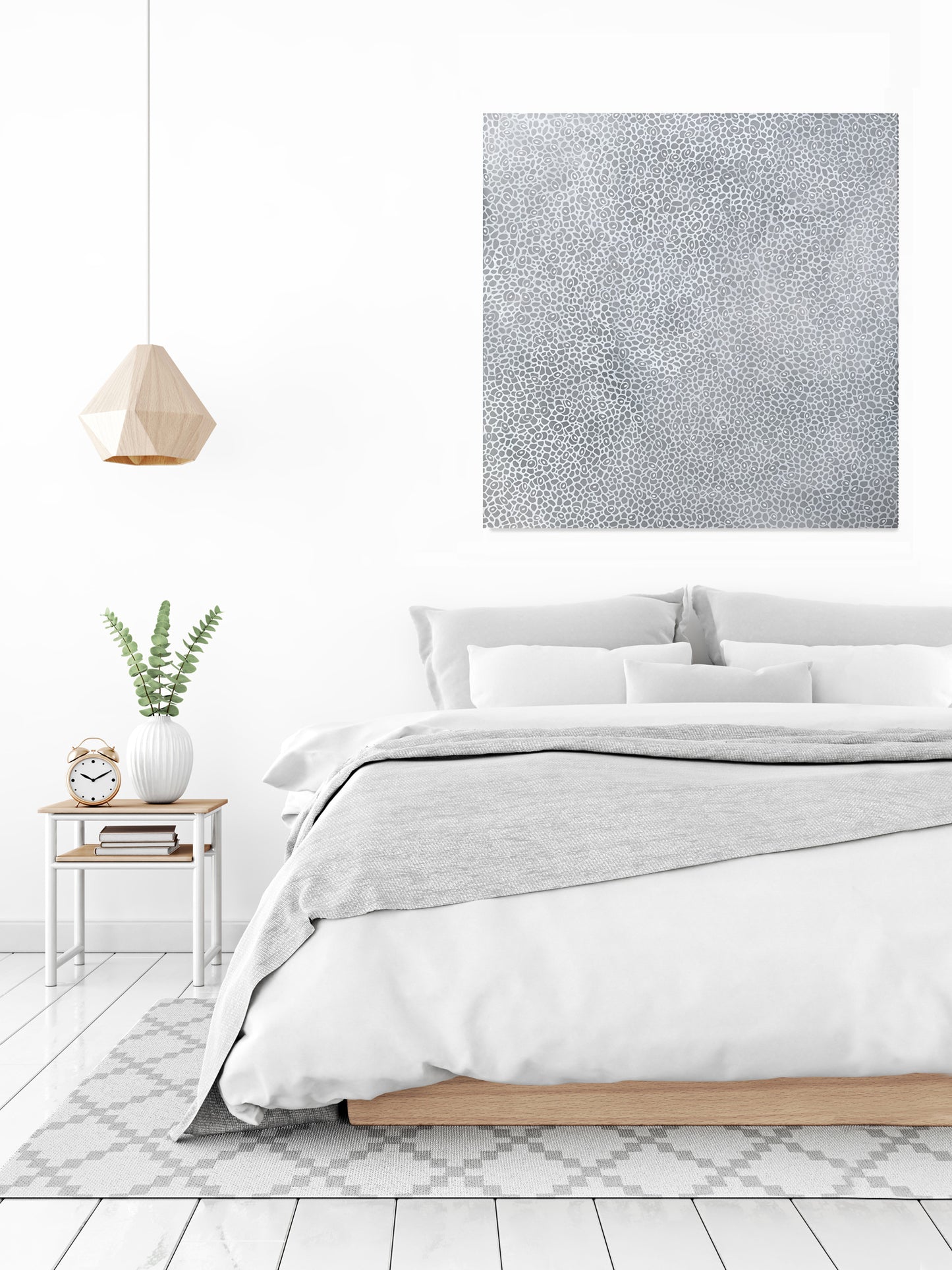 Variegated No10 – Large Abstract Nature-Inspired Painting in White and Grey