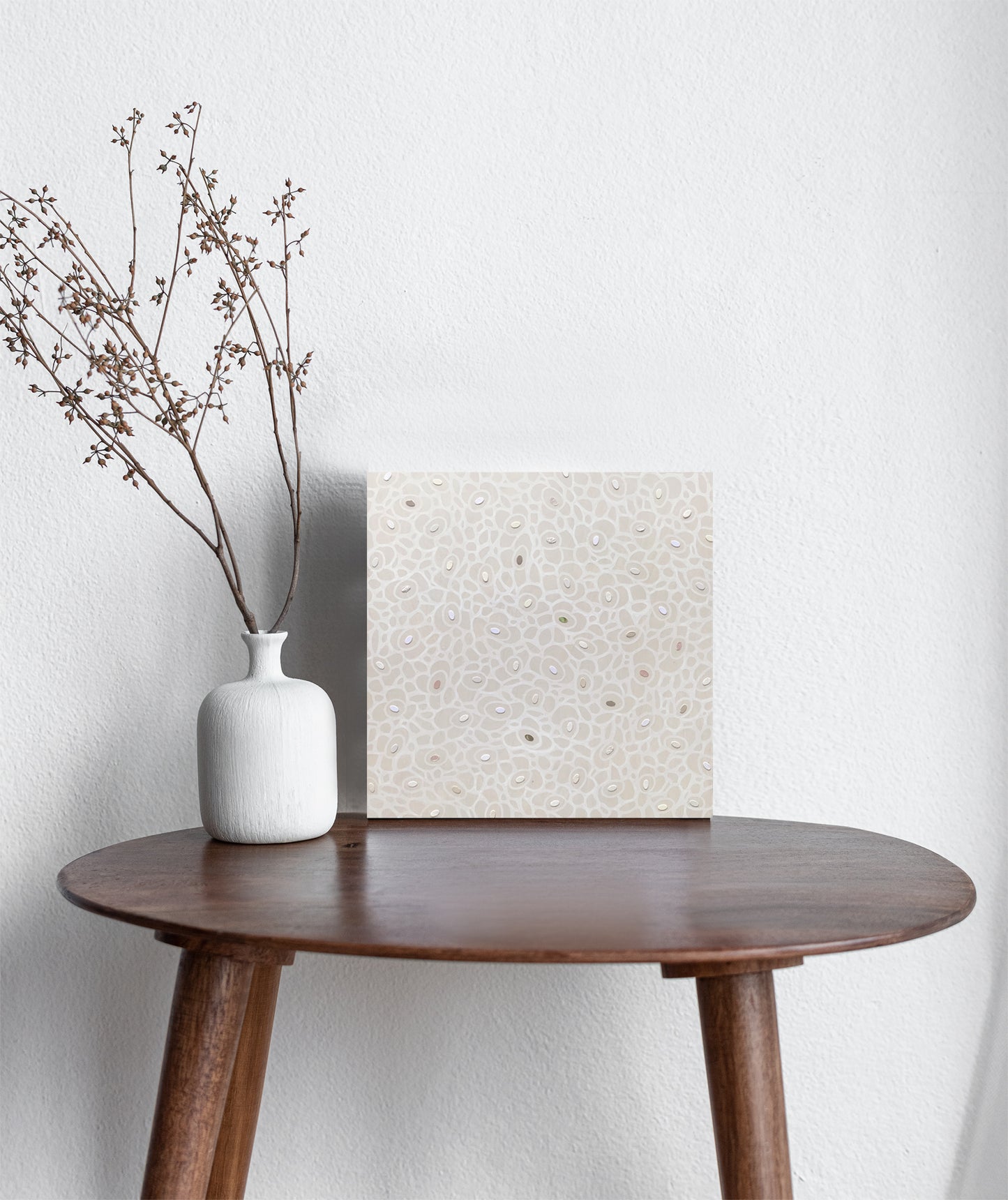 Variegated no18 – Abstract Japandi-Inspired Mixed Media Art on Wood