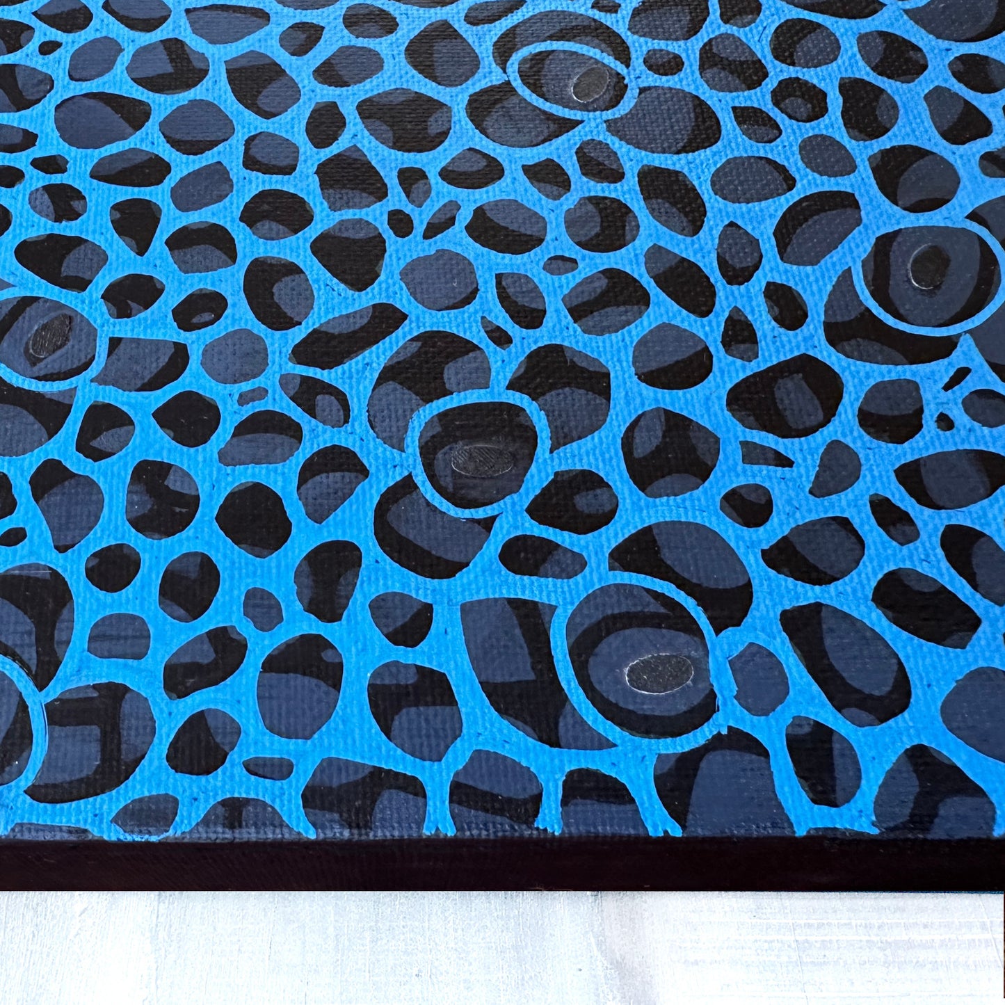 Variegated 9 – Abstract Blue Botanical-Inspired Painting | Microscopic Leaf Pattern in Acrylic & Paper