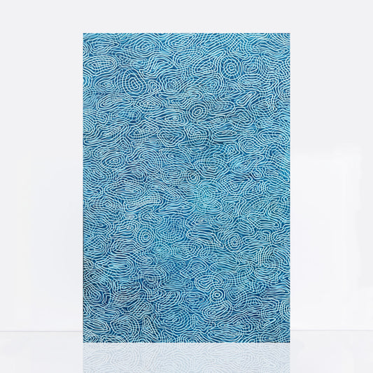 acrylic painting on canvas that captures the intricacies of water patterns. Using layers of different lines and shapes to create a mesmerising visual effect 