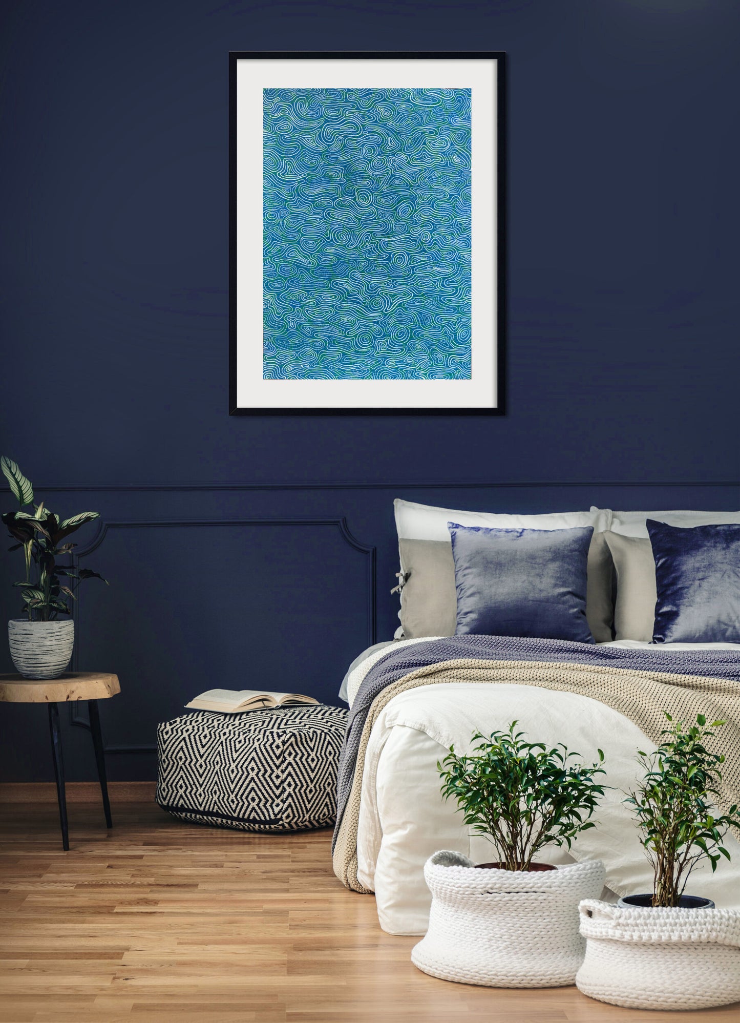 Water Ripples Study IV – Abstract Water-Inspired Artwork in Cool Blues and White