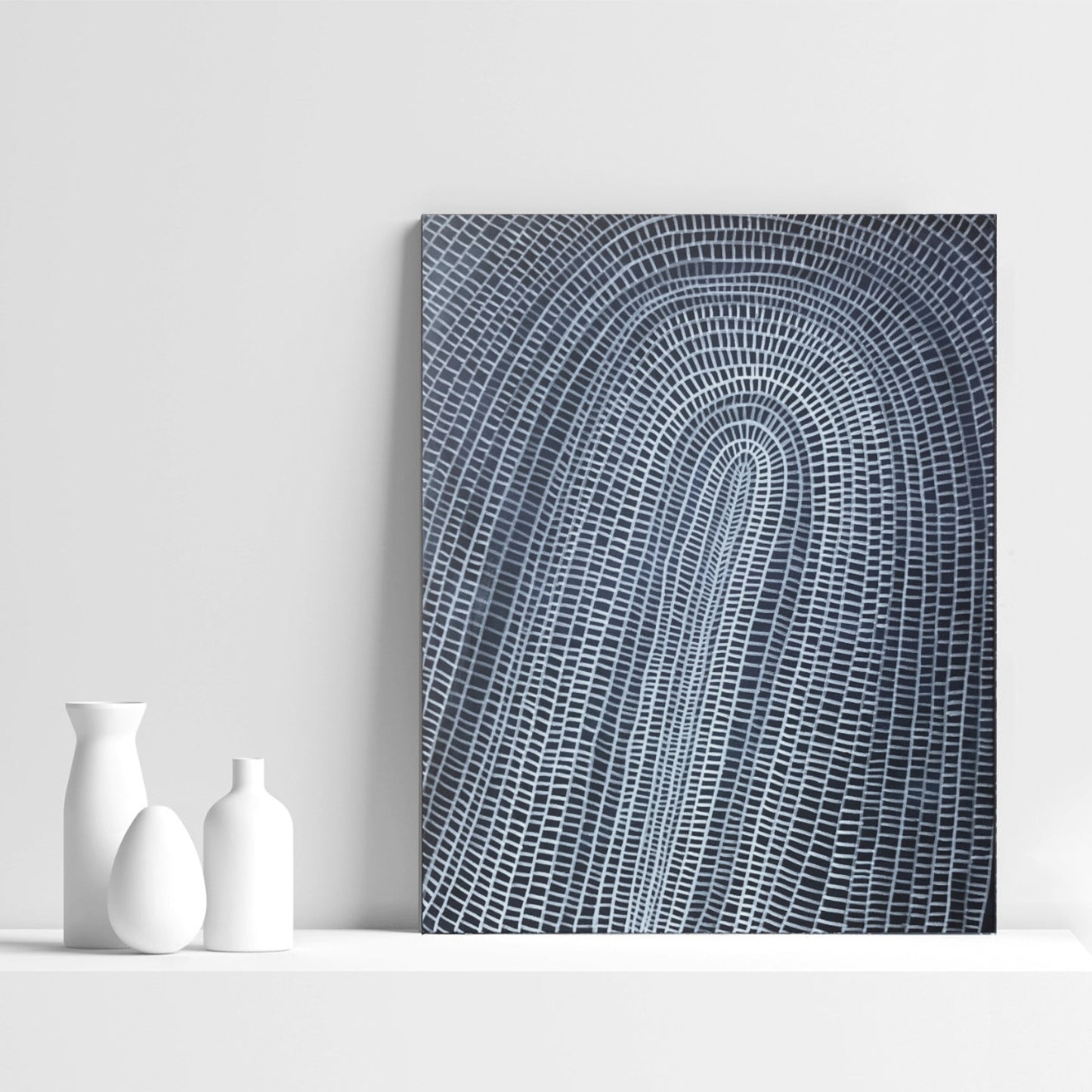 The Woven Basket III – Abstract Acrylic Painting Intricate Basket Weaving Inspired Design