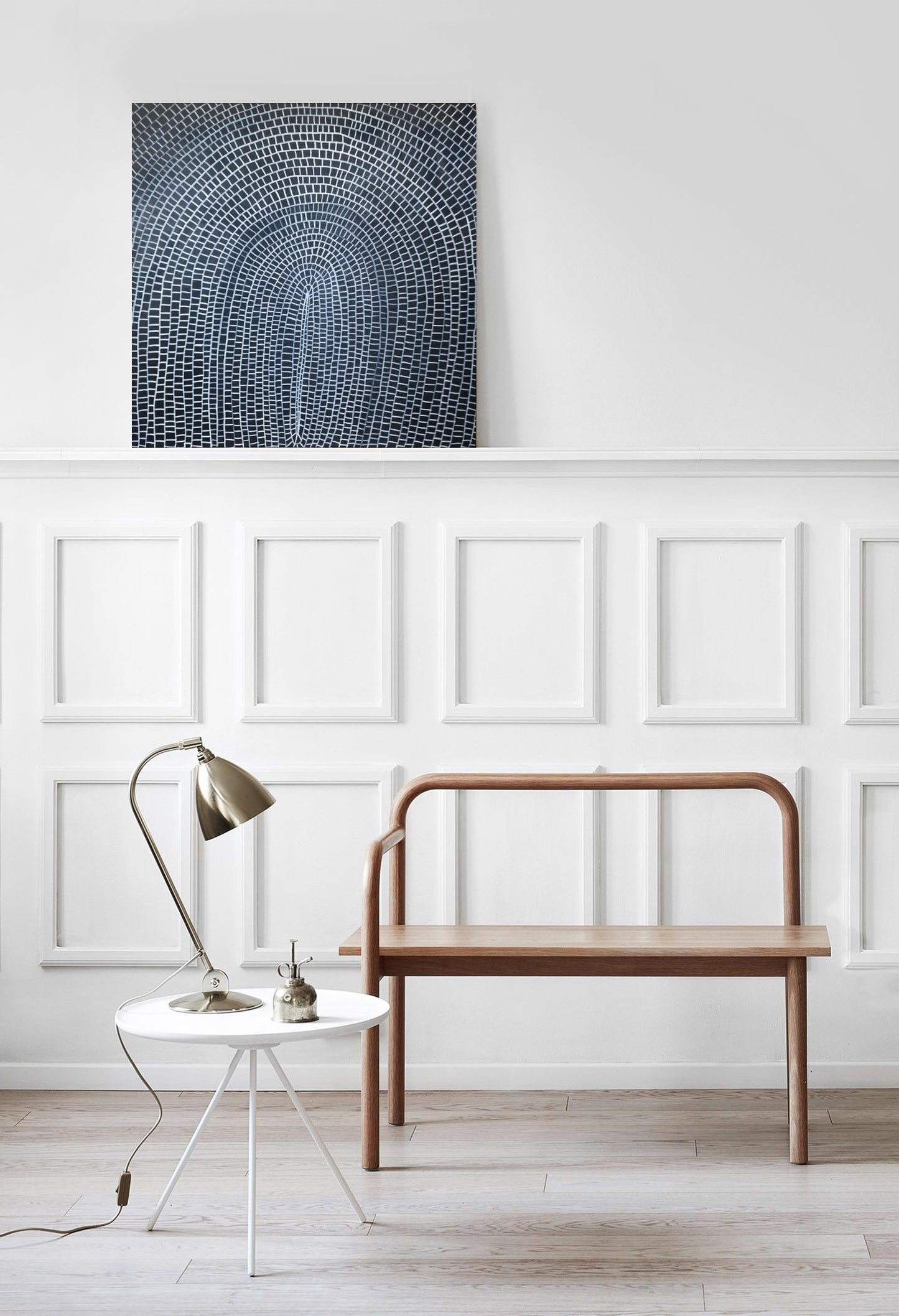 The Woven Basket V – Black and White Abstract Painting