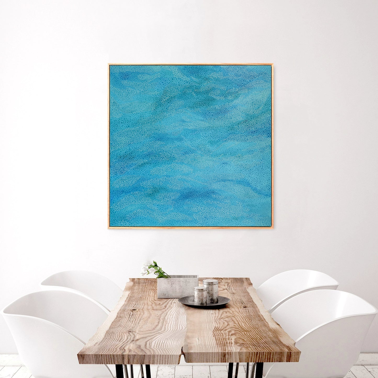 Salt Air – Large Square Coastal Abstract Painting in Aqua and Blue