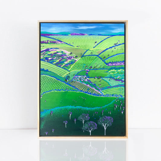 colourful hilltop landscape painting