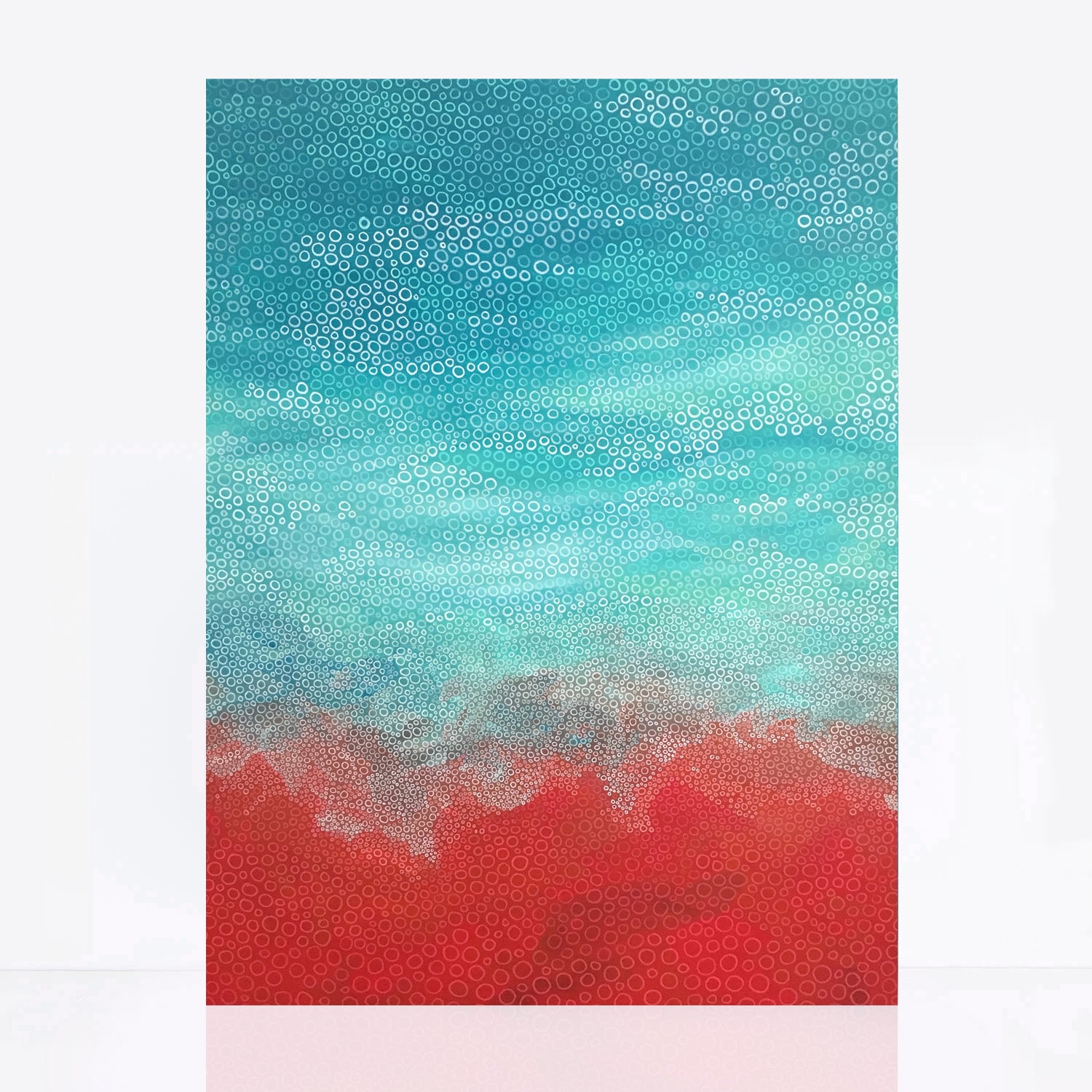 abstract painting of Gantheaume Point turquoise sea and red rocks