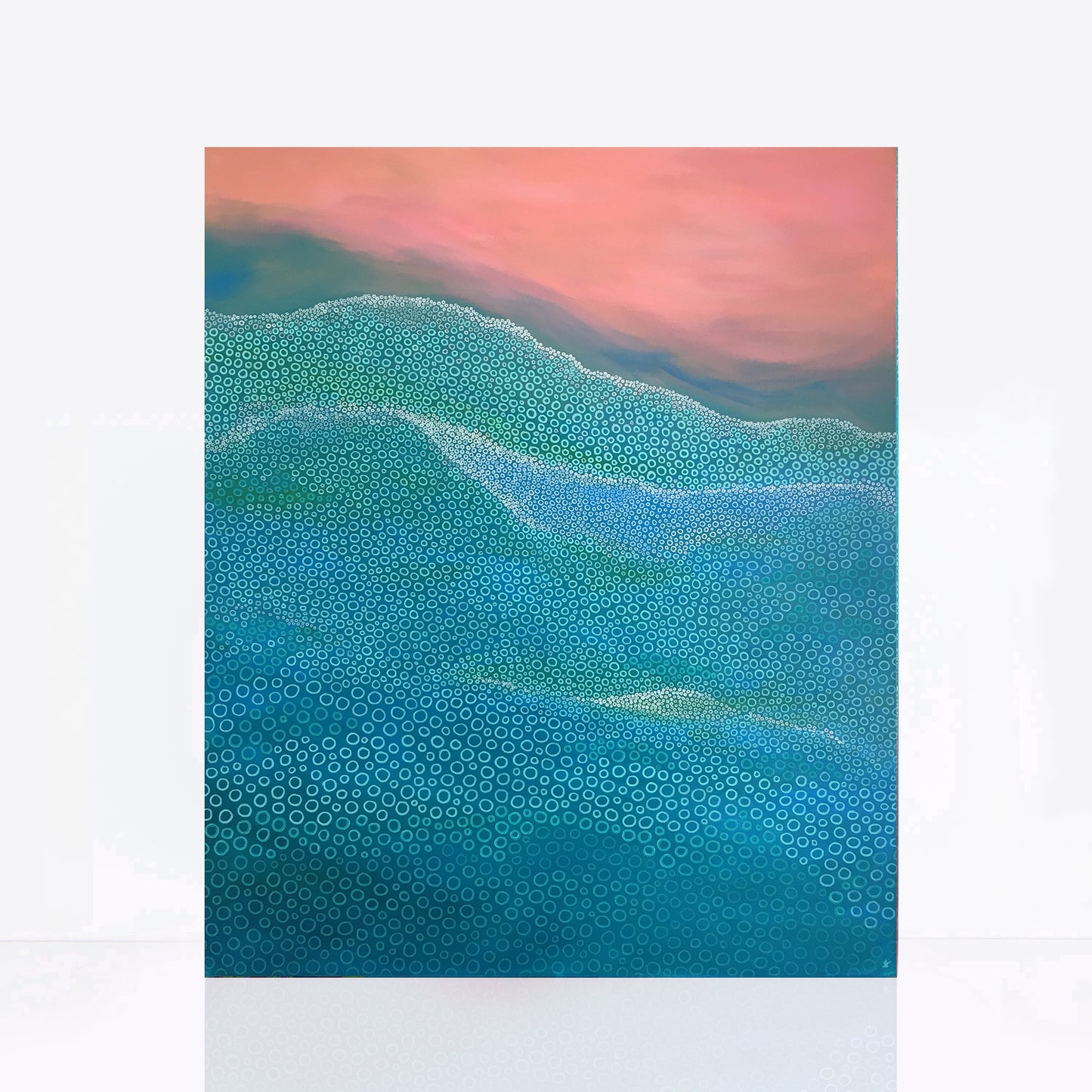 abstract aerial landscape painting of a beach