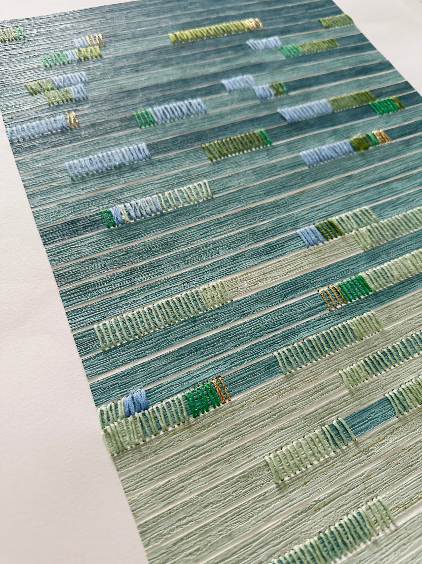 Surface Notes II - Abstract Paper & Stitch Artwork