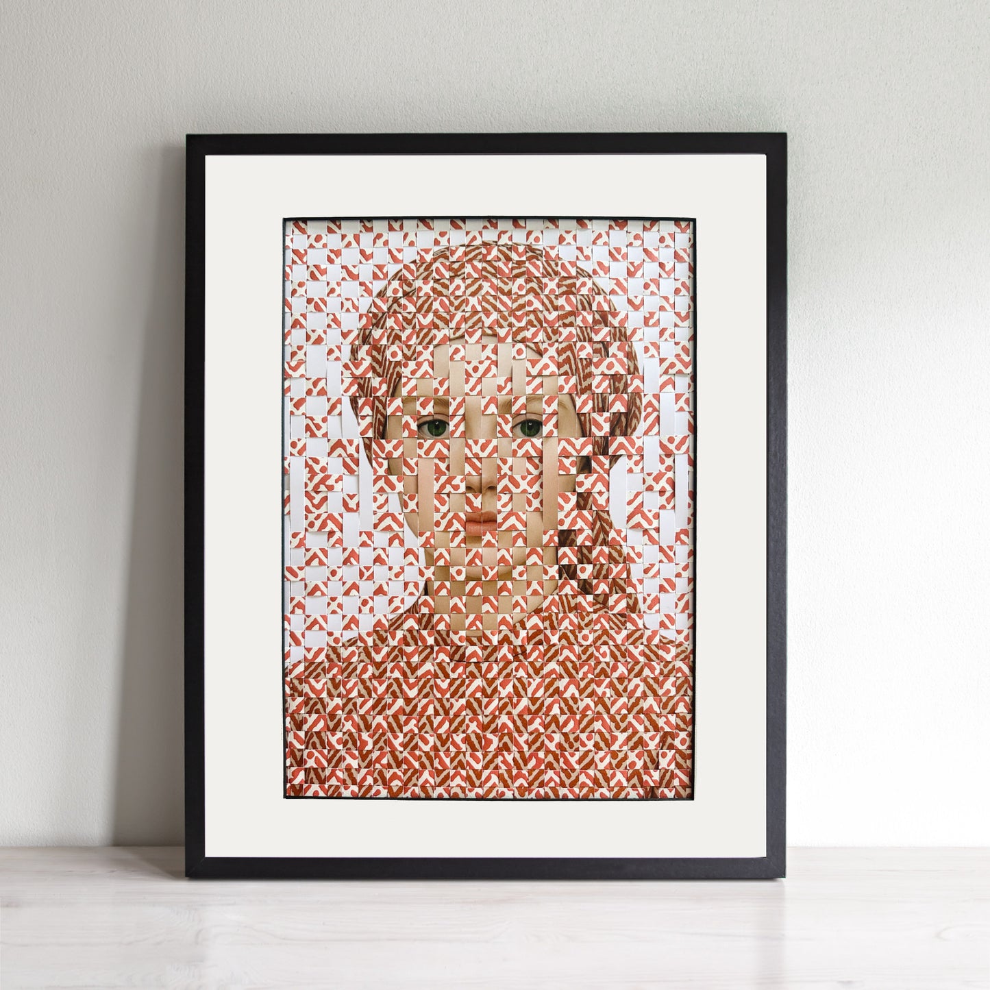 Woven Muse III – Red Patterned Portrait