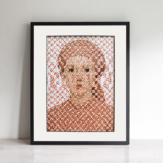 Woven Muse III – Red Patterned Portrait