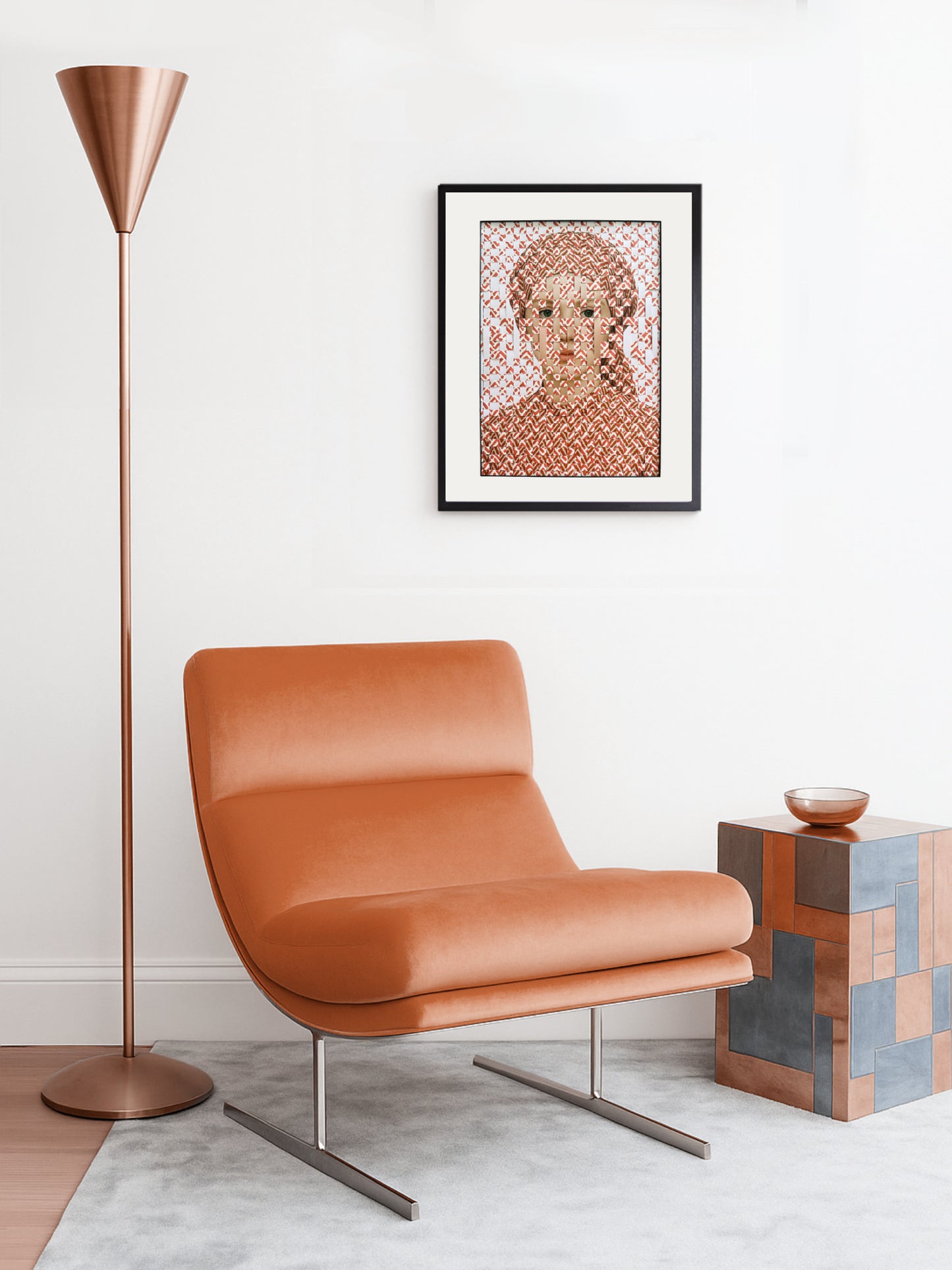 Woven Muse III – Red Patterned Portrait