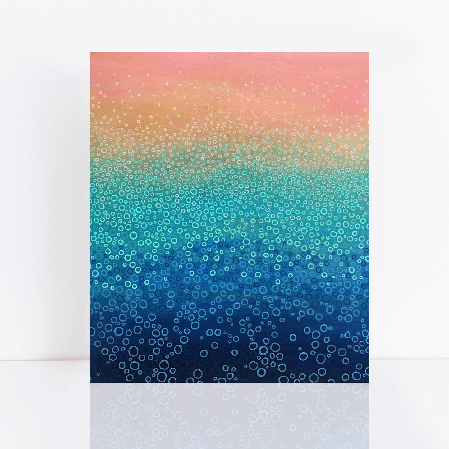 colourful beach abstract painting in pink, blue and turquoise
