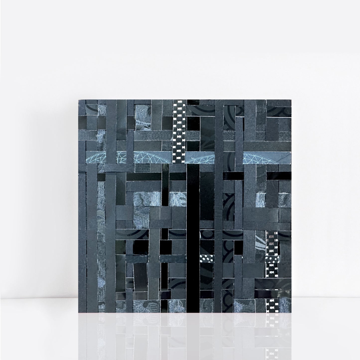 Black and White Weave – Abstract Woven Paper Diptych