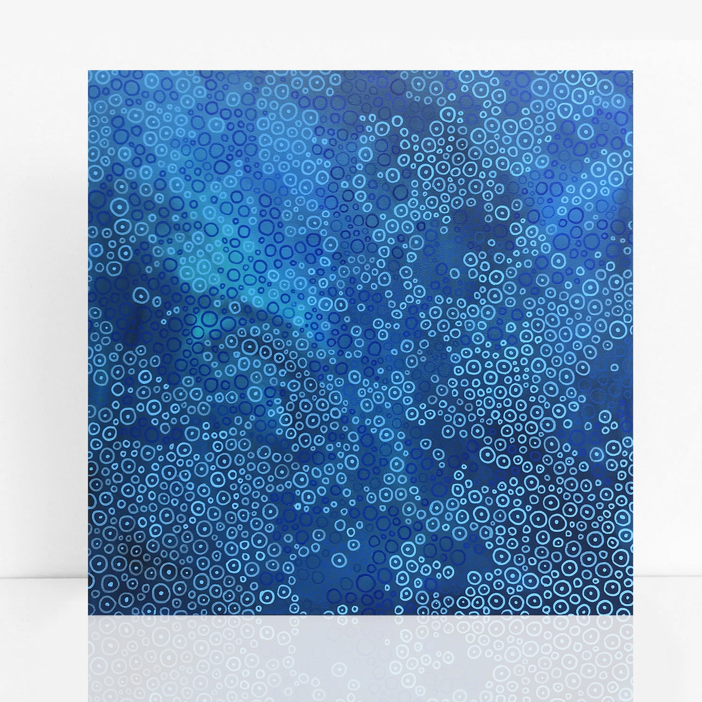 bold blue abstract dot painting like underwater