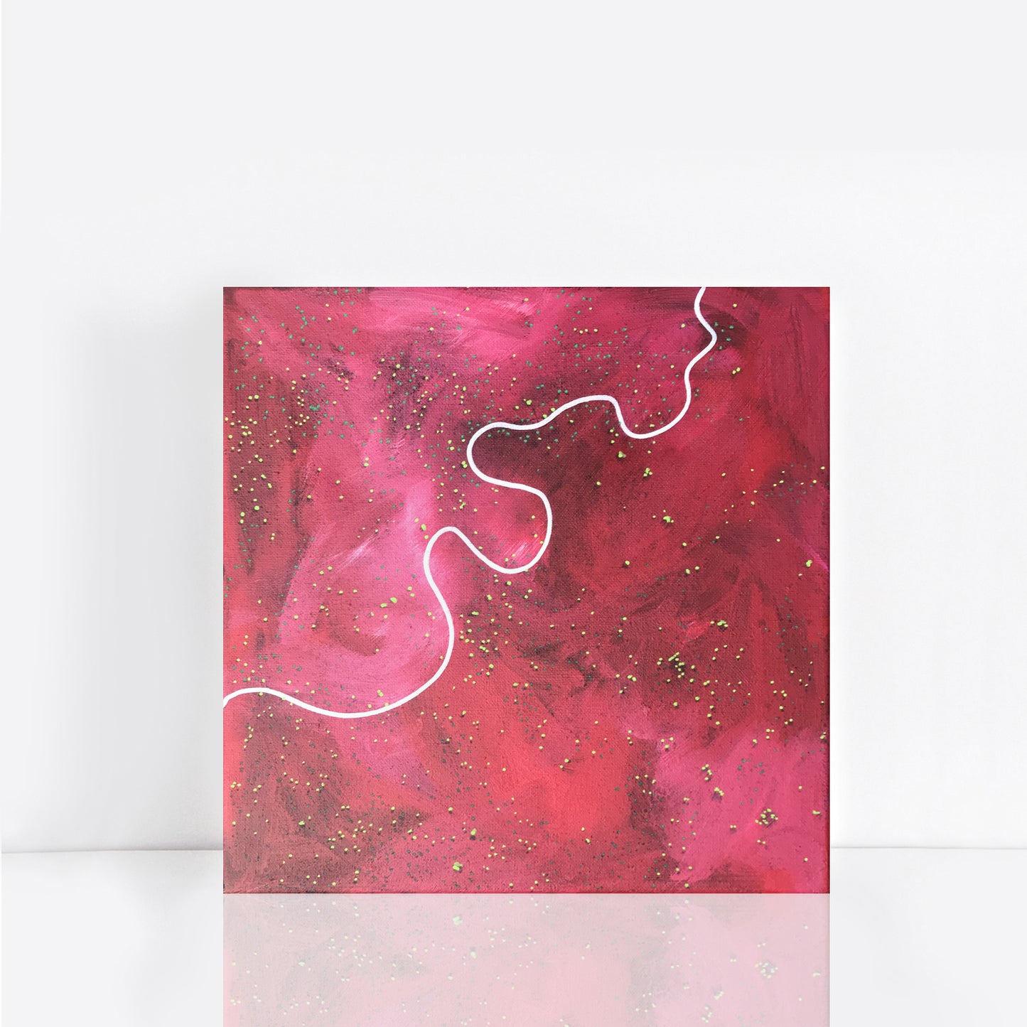 small red abstract aerial desert landscape painting