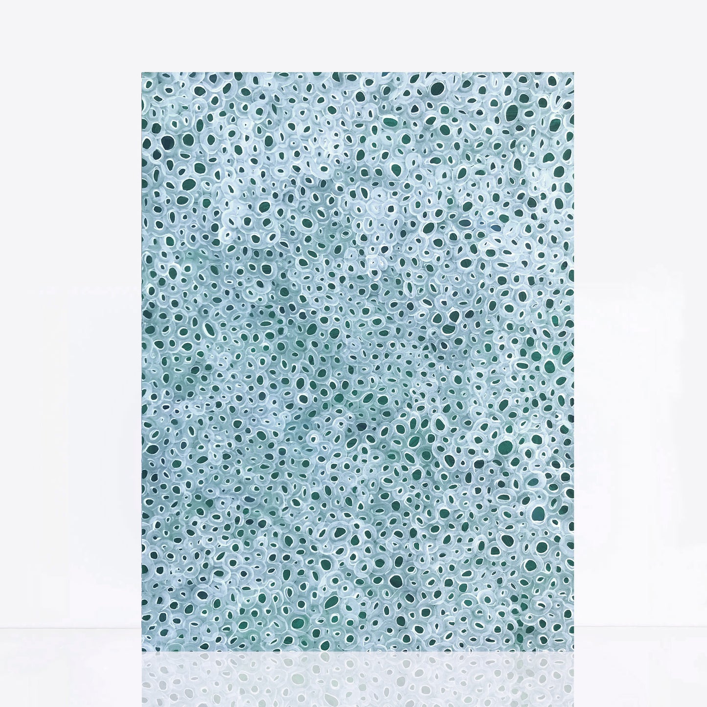 Australian abstract painting green with white infinity symbols 