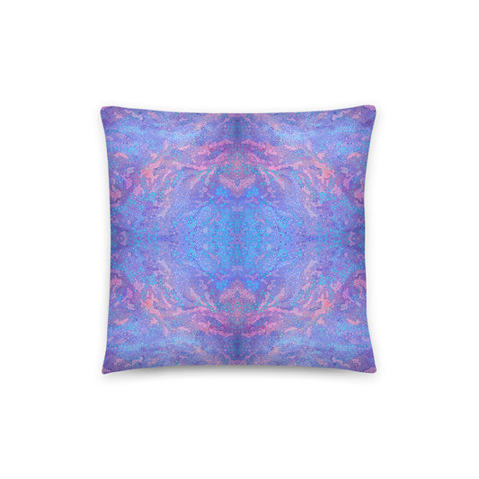  beautiful cushion cover features a kaleidoscopic purple blue artwork