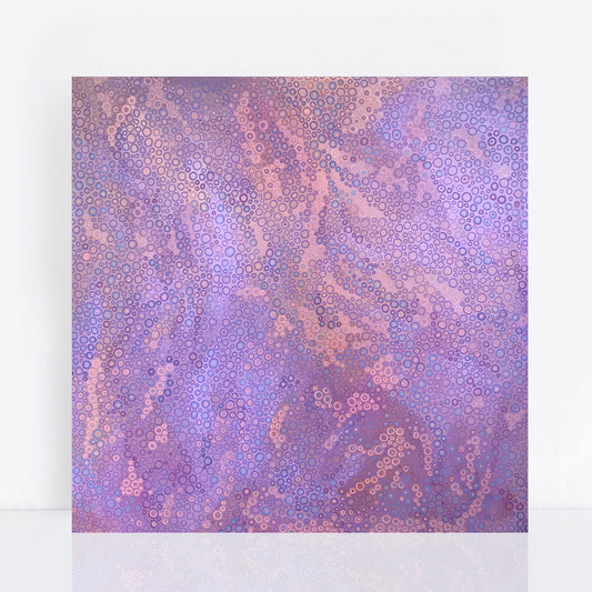 purple  neo pointillist painting Comprised of hundreds of circles and dots of various sizes
