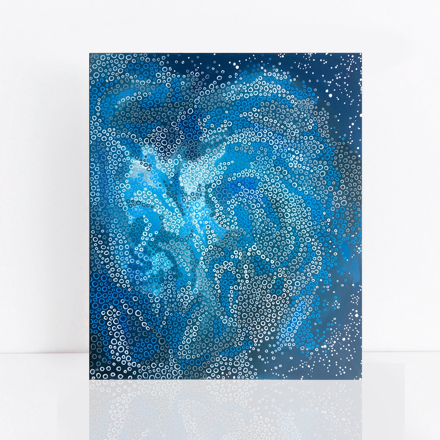 abstract painting of night sky in blues