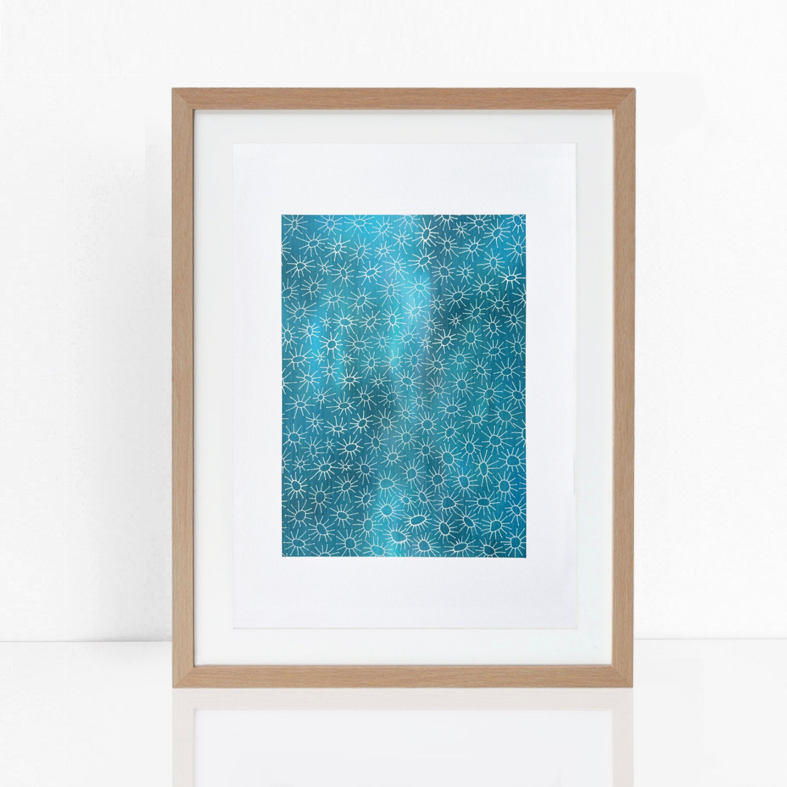 organic blue pattern artwork framed