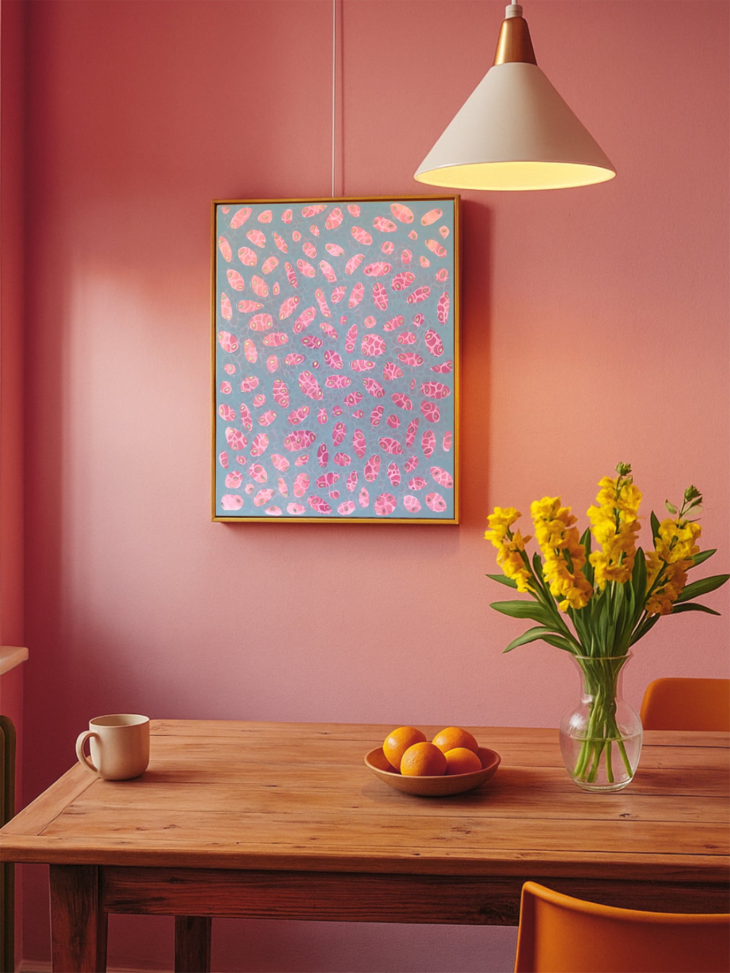 Rose Pebbles – Abstract Mixed Media Painting with Shimmering Paper Detail