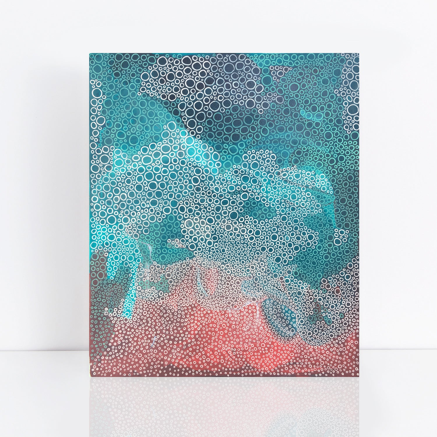 beauty turquoise and peach abstract painting