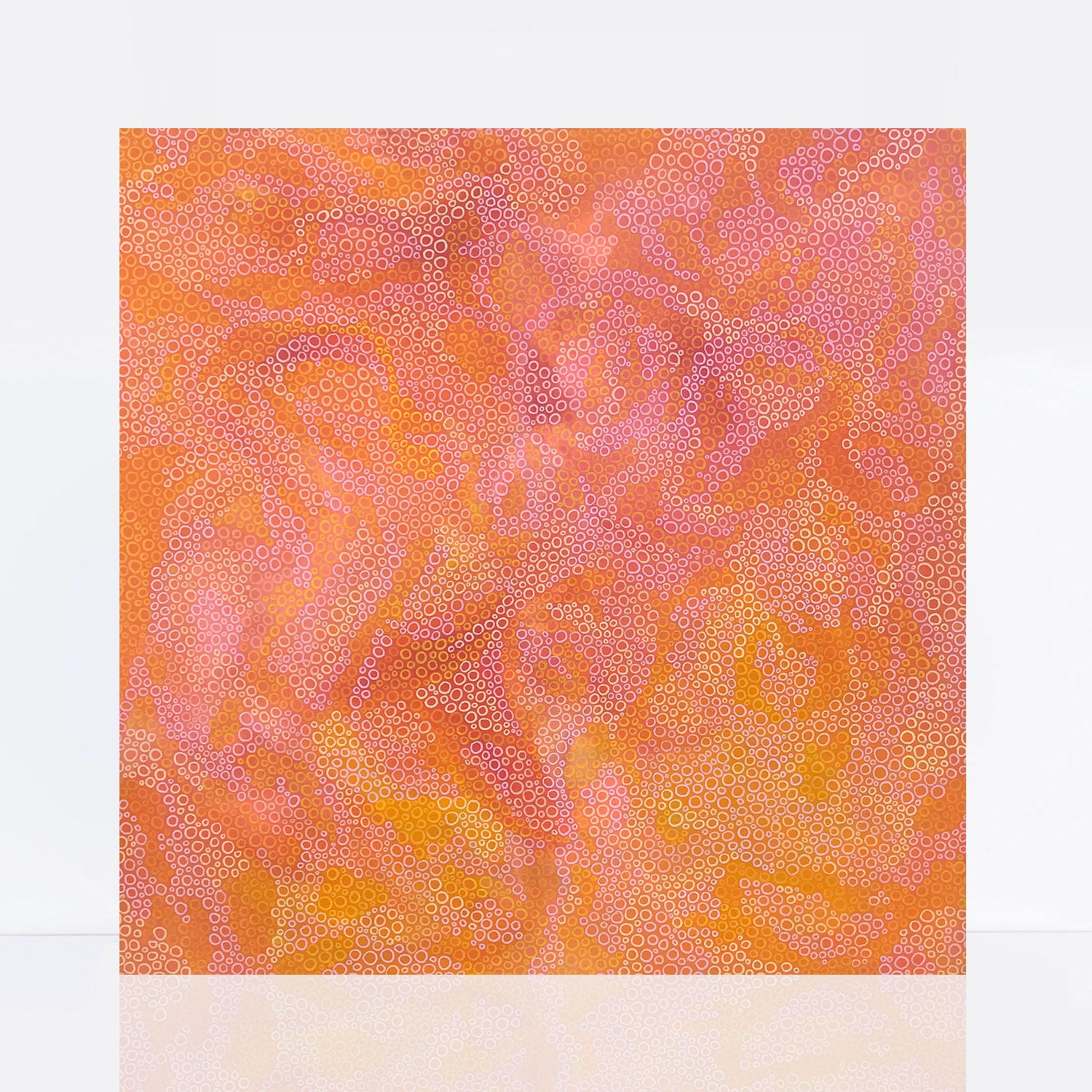 colourful abstract painting in oranges and peach