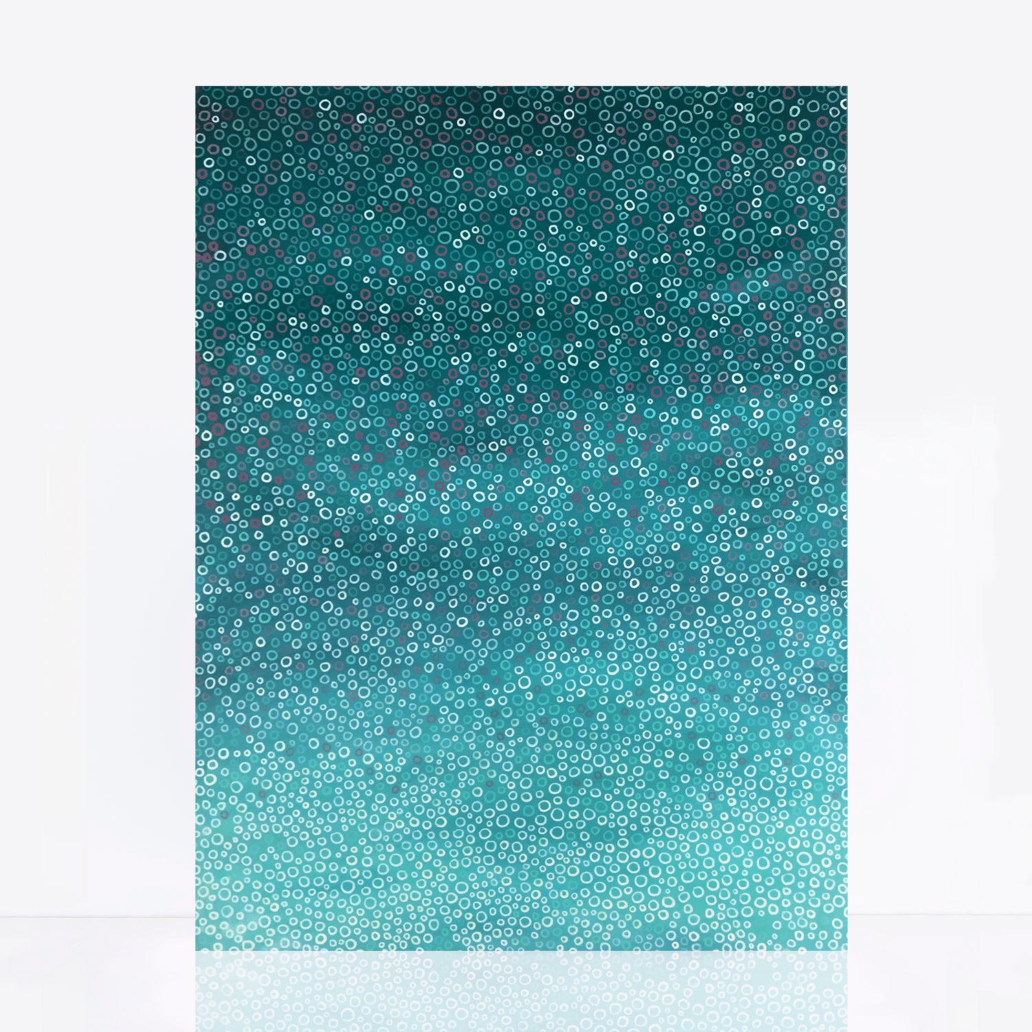 abstract painting in a mix of beautiful turquoise shades with pops of pink inspired by water