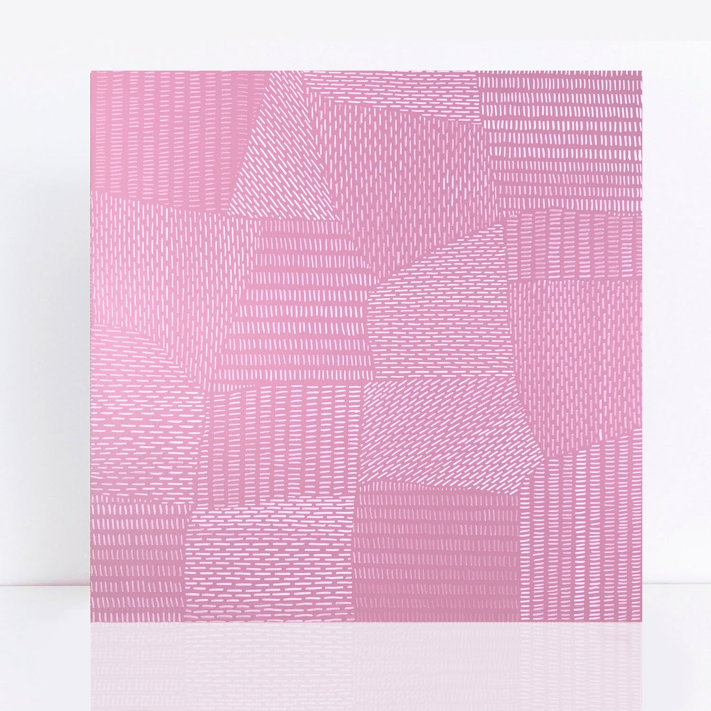 pink abstract painting with repeating lines