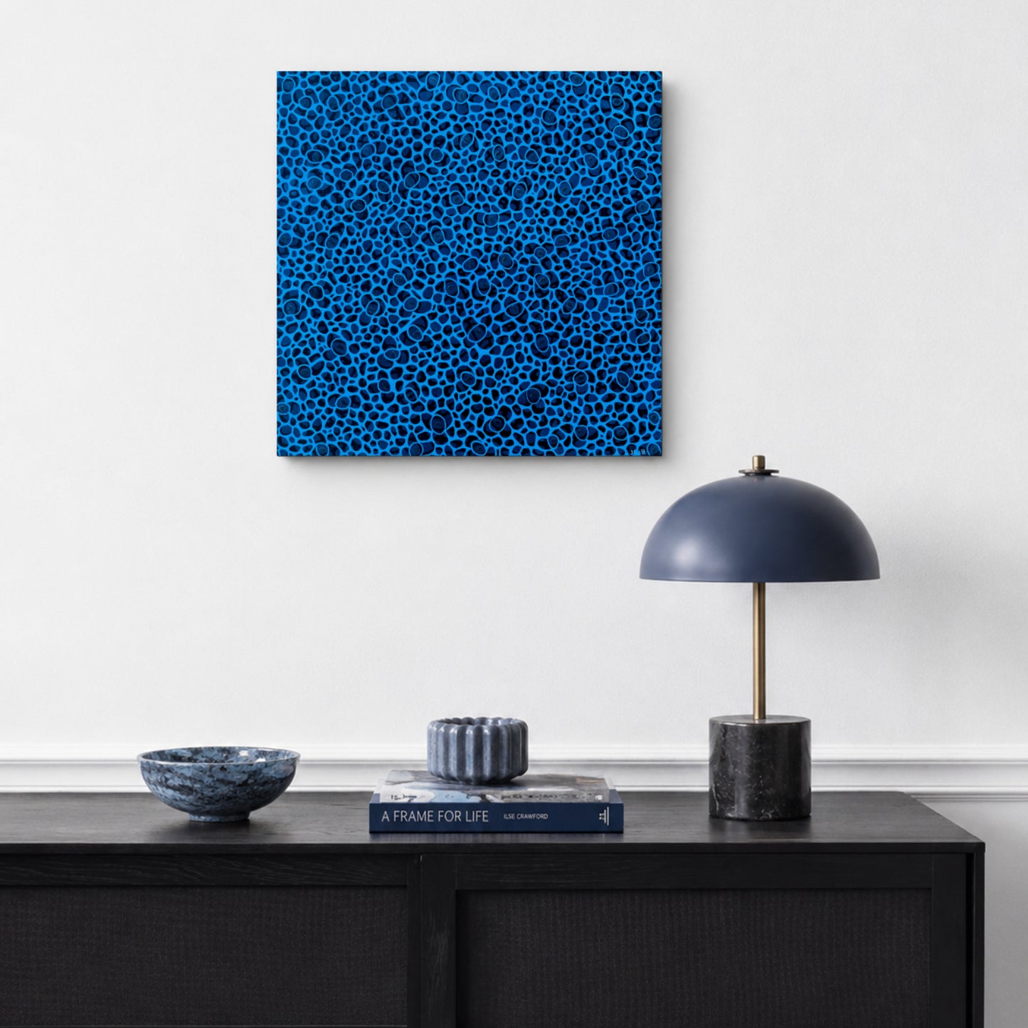 Abstract Blue Botanical-Inspired Painting - Variegated 9